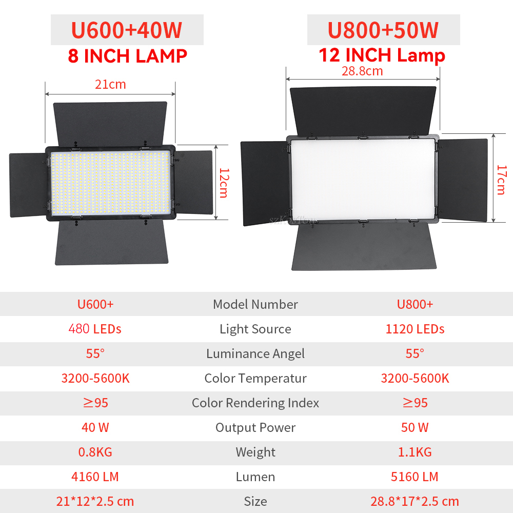 U800 U600 LED Photo Studio Vid - Photography Lighting Youtube recensione e prezzo